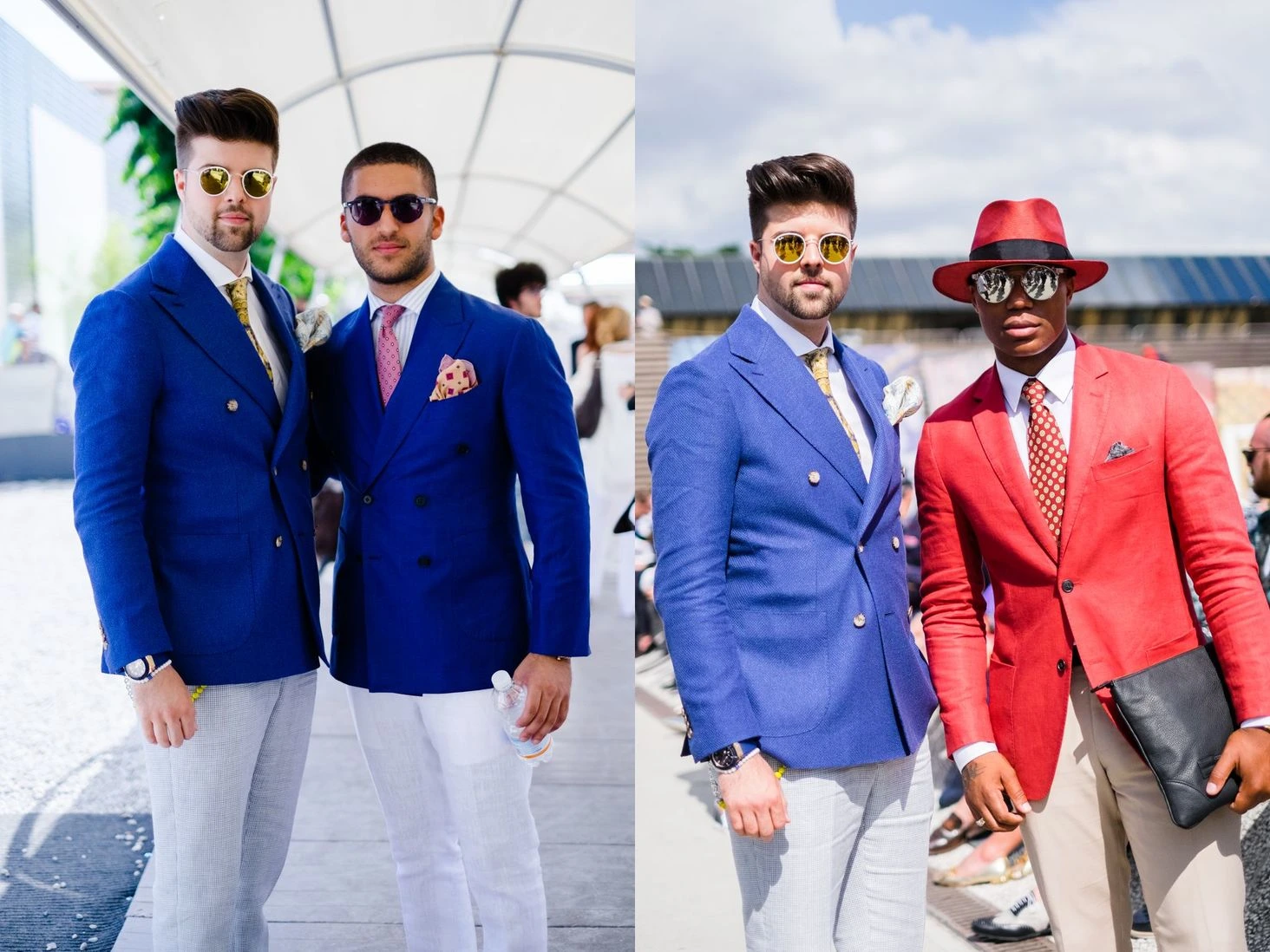 Sani Starr Pitti Uomo Pitticolor Florence fashion blogger Fujifilm X-T1: tailored navy double-breasted suit with pocket square, shot 01