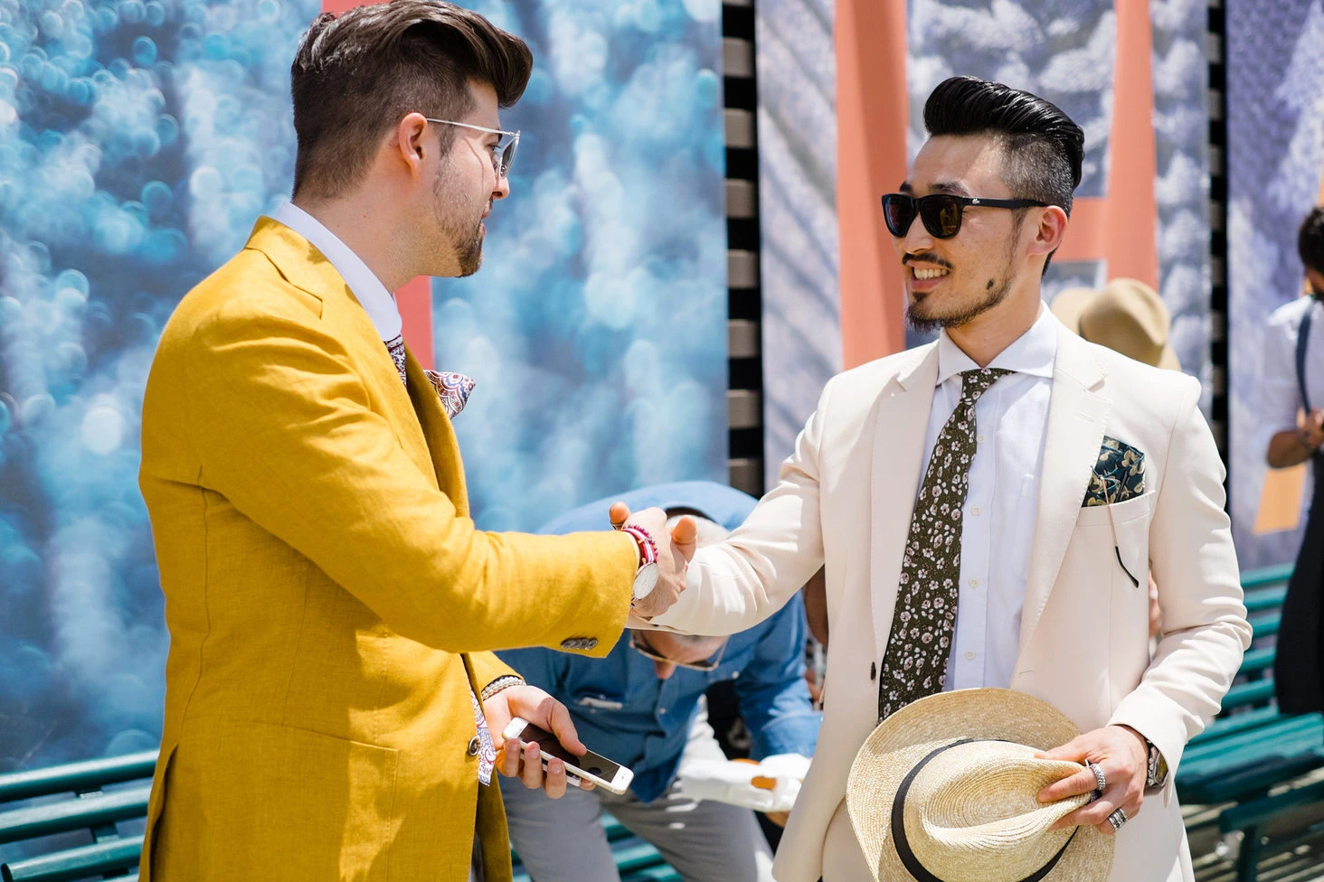 Sani Starr Pitti Uomo Pitticolor Florence fashion blogger Fujifilm X-T1: sartorial pinstripe suit with silk tie and boutonnière, shot 24