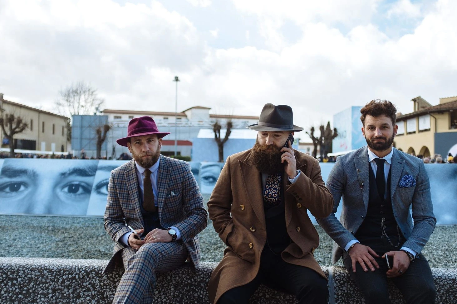 Pitti Uomo 89 Florence menswear street style portrait Fujifilm: brown tweed jacket and knitted tie, shot 03