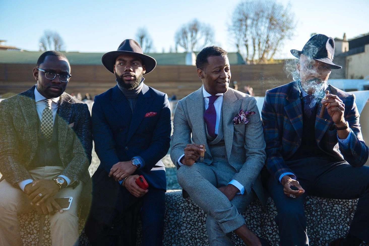 Pitti Uomo 89 Florence menswear street style portrait Fujifilm: structured overcoat with roll-neck and beanie, shot 39