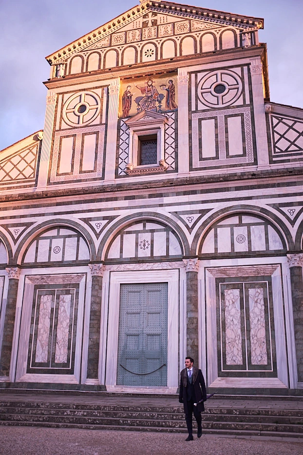 Male fashion portrait Florence winter sunset Fujifilm 56mm f1.2 shot 08