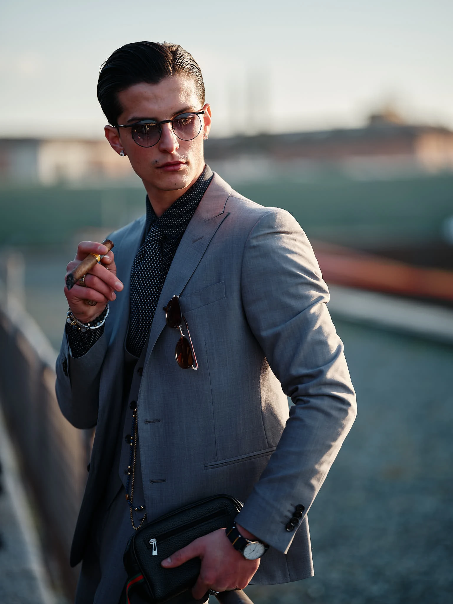 Pitti Uomo 97 attendee tailored jacket portrait in Florence Italy