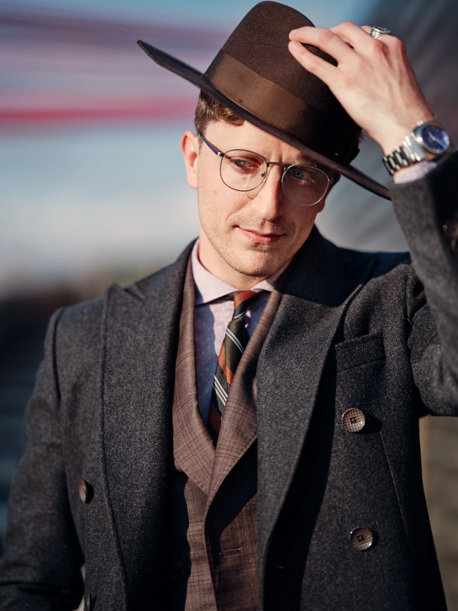 Pitti Uomo 97 attendee tie and shirt detail portrait Florence Italy