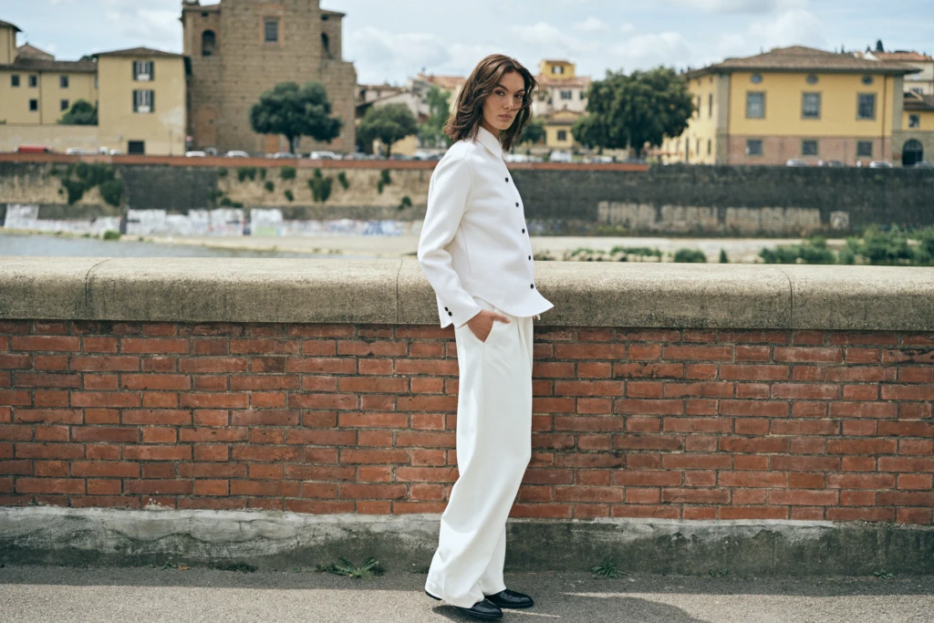 Patrick Assaraf street style fashion portrait in Florence city centre -- fashion campaign photography by Alessandro Michelazzi