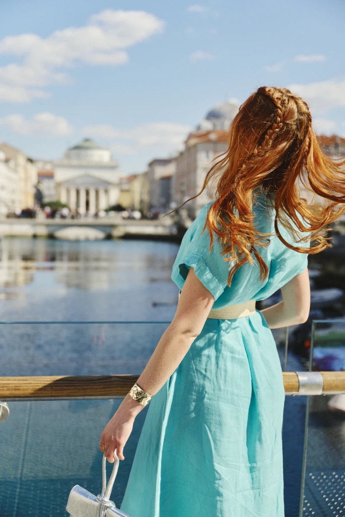 Filippa campaign look on a Trieste seaside street -- fashion lifestyle photography, Trieste