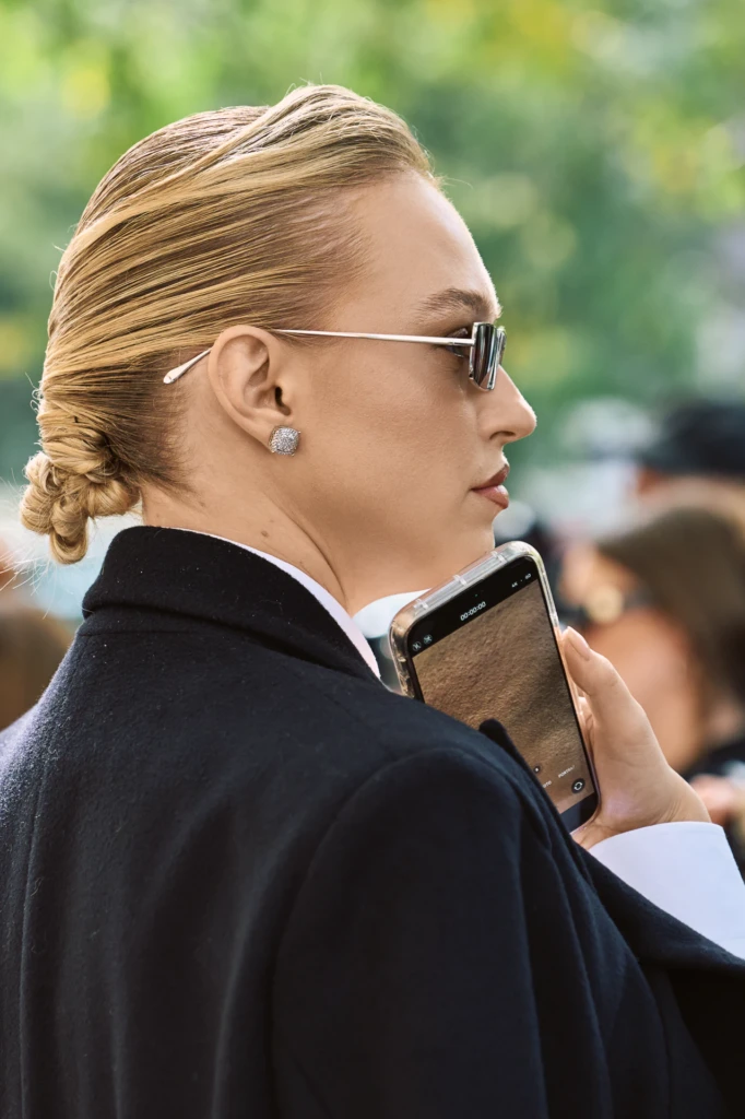 Look photographed on the streets of Milan during fashion week