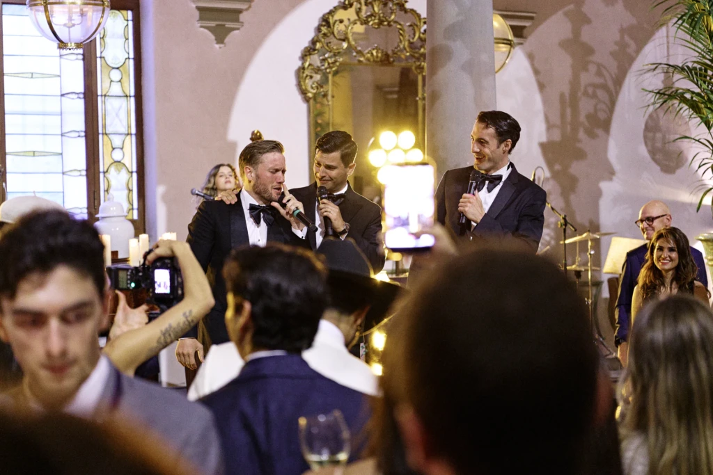 Guest in black-tie attire at the St. Regis Pitti Uomo party, Florence