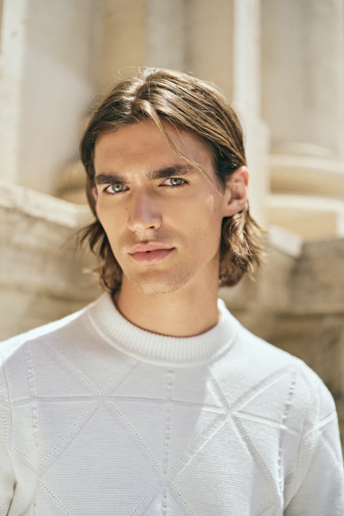Patrick Assaraf fashion editorial walking through central Florence -- fashion campaign photography by Alessandro Michelazzi