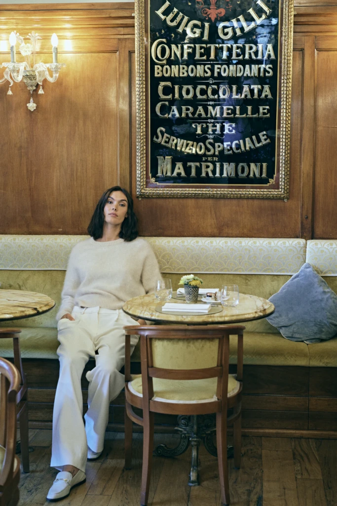 Patrick Assaraf lifestyle fashion portrait on the streets of Florence -- fashion campaign photography by Alessandro Michelazzi