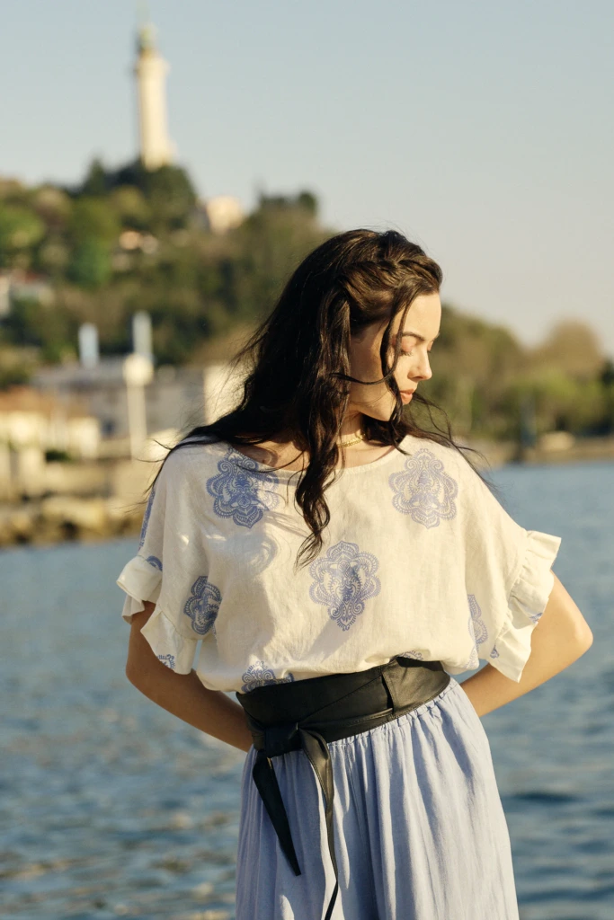Filippa campaign portrait near a Trieste canal -- fashion lifestyle photography in Trieste