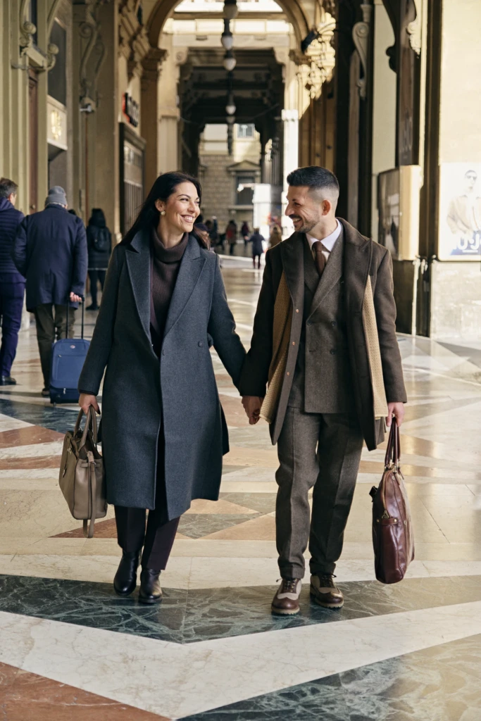 Hockerty menswear editorial photographed by Alessandro Michelazzi at Pitti Immagine Uomo 107 in the streets and pavilions of Florence, look 048.