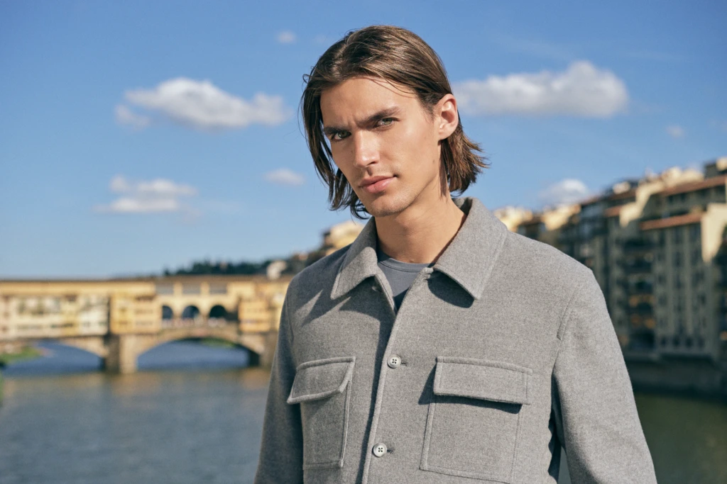 Patrick Assaraf fashion lifestyle moment in Florence at golden hour -- fashion campaign photography by Alessandro Michelazzi