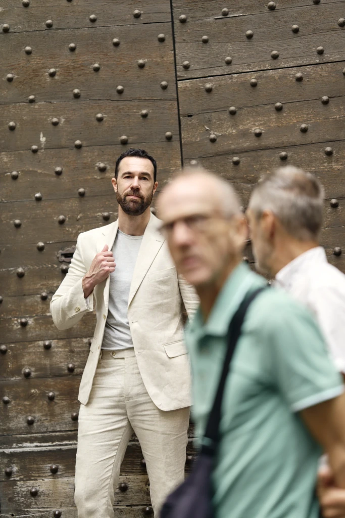 Hockerty Summer Lookbook shoot at Pitti Immagine Uomo, Florence.