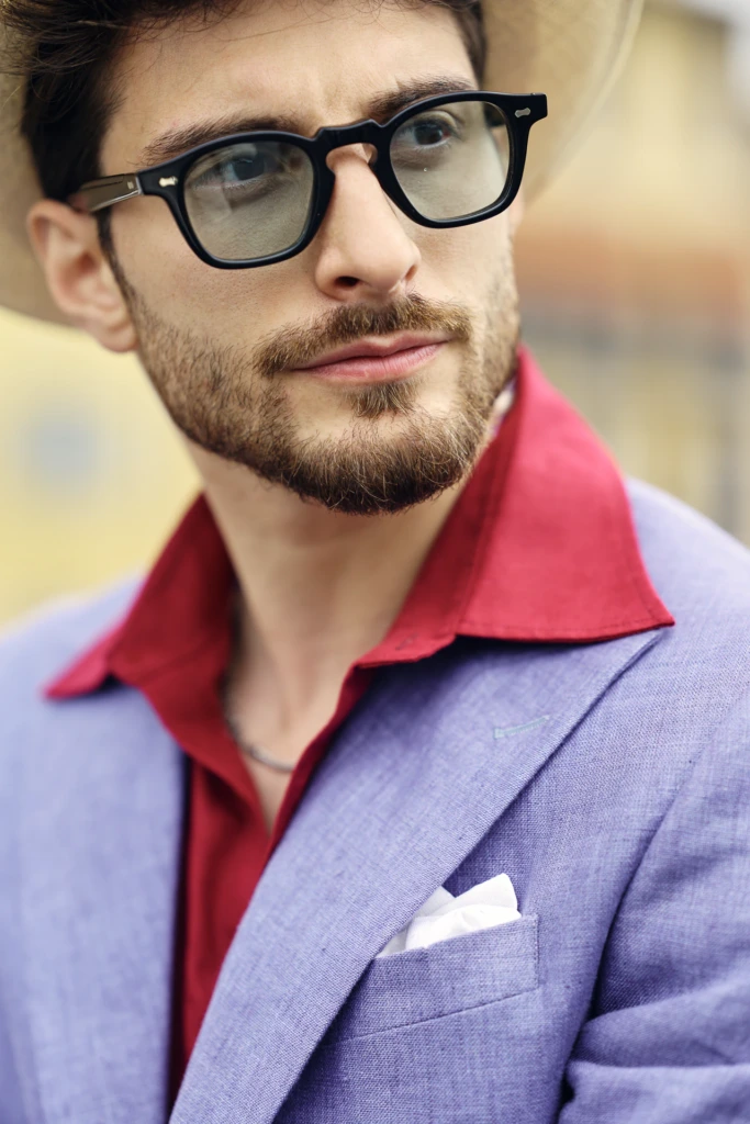 Menswear look from the Hockerty Summer Lookbook shoot in the streets of Florence.