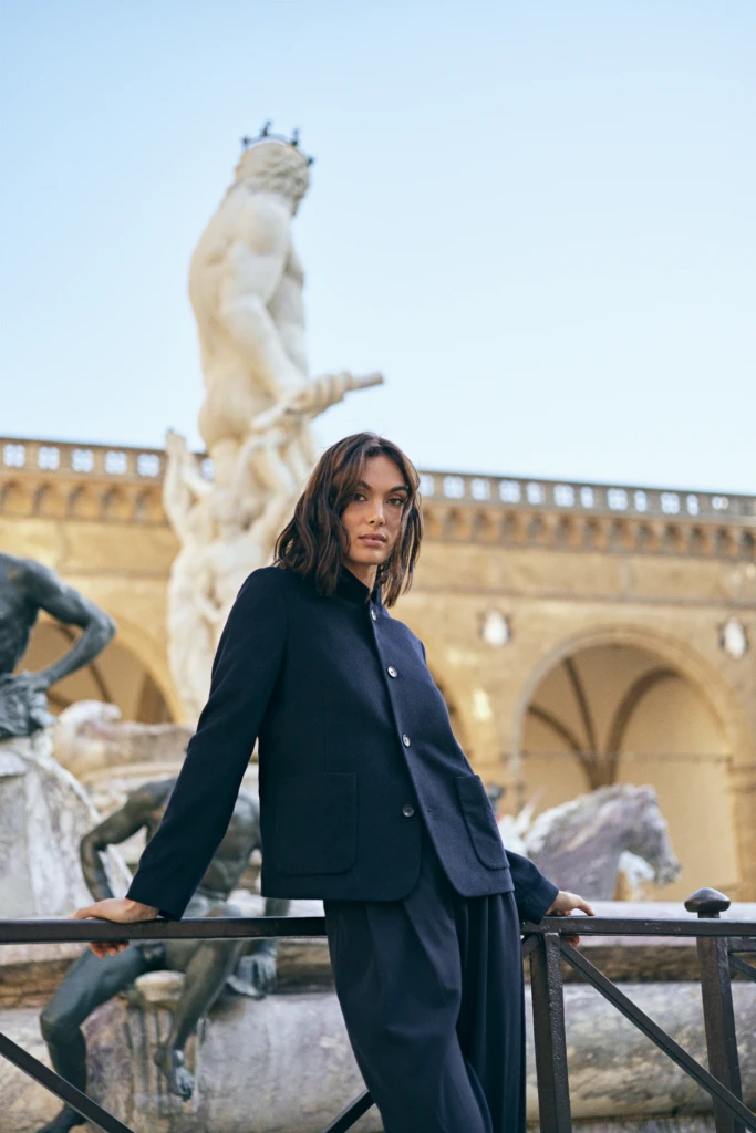Patrick Assaraf lifestyle fashion portrait on the streets of Florence -- fashion campaign photography by Alessandro Michelazzi
