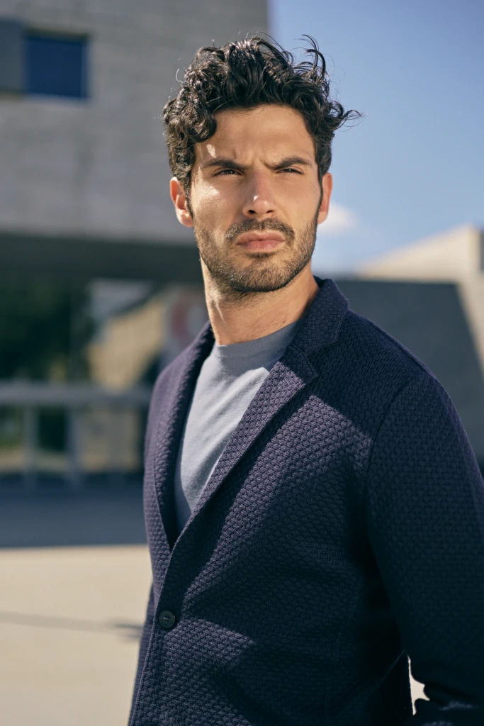 Patrick Assaraf lifestyle fashion portrait on the streets of Florence -- fashion campaign photography by Alessandro Michelazzi