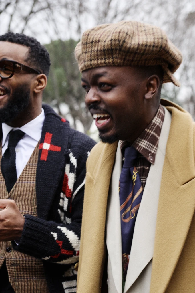 Street style look photographed at the Pitti Immagine Uomo 109 fair, Fortezza da Basso, Florence (look 99)