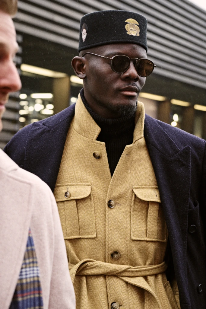 Hockerty winter lookbook shoot during Pitti Immagine Uomo 109, Florence (look 104)