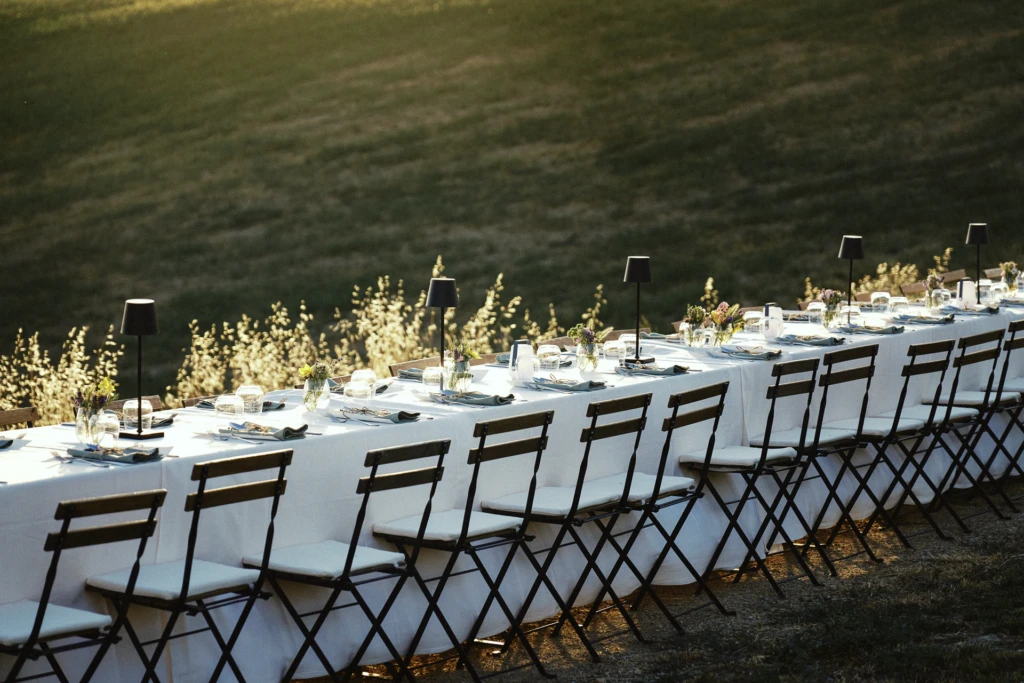 Sunset dinner at the NoChaser event, Tenuta d'Arbia, Tuscany.