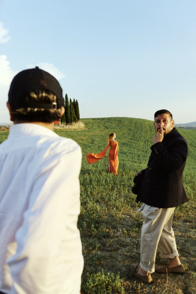 Sunset dinner at the NoChaser event, Tenuta d'Arbia, Tuscany.