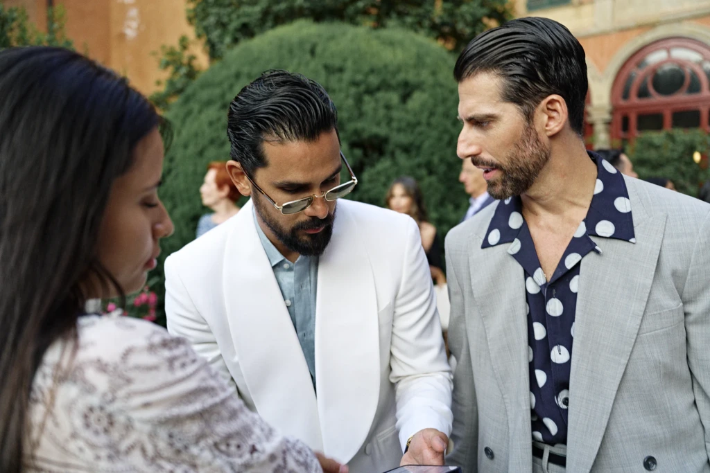 Guests at the Plaza Uomo evening party, Palazzo Budini Gattai, Florence