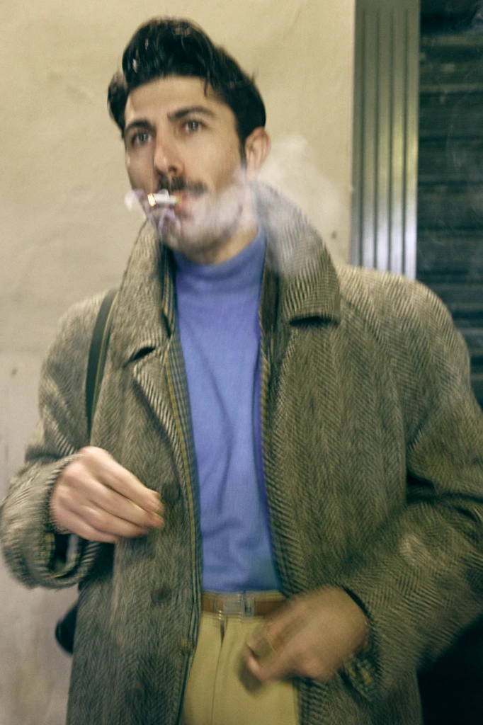 Guests at an evening event during Pitti Immagine Uomo 109, Florence (look 182)