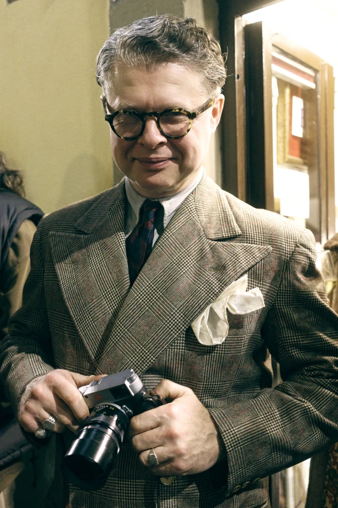 Guests at an evening event during Pitti Immagine Uomo 109, Florence (look 194)