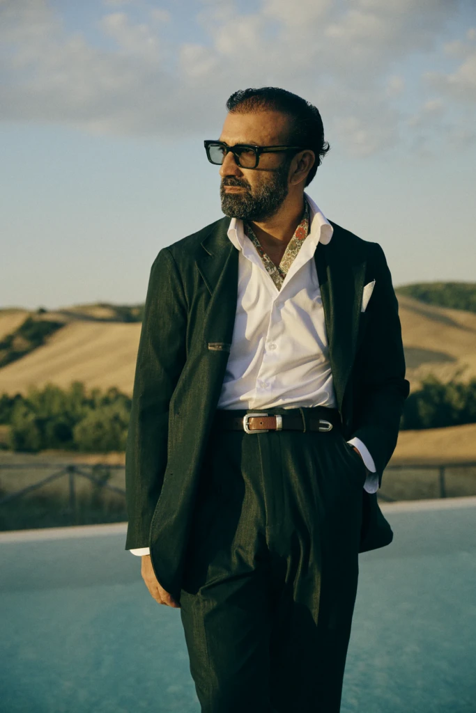 Golden hour portrait at Tenuta d'Arbia during Pitti Uomo 110